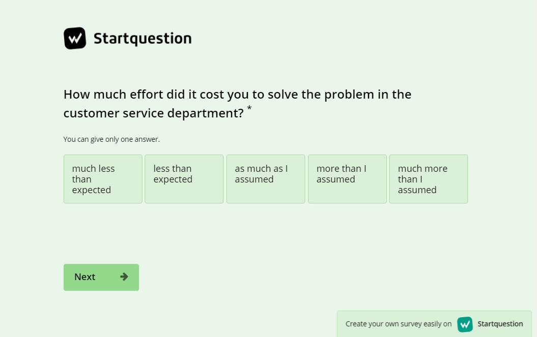 ranking scale survey question